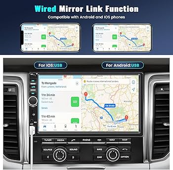 Appleです Double Din Car Stereo with Apple Carplay Android Auto 7 inch